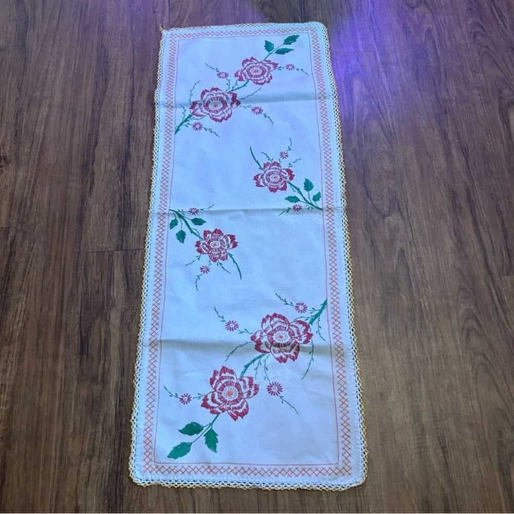 Vintage embroidered table runner